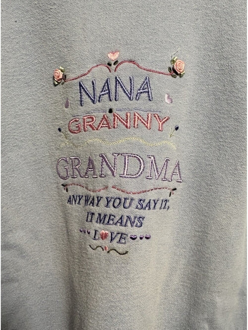 Vintage C&B Sport by Croft & Barrow "Nana Granny Grandma" Embroidered Sweatshirt - Picture 2 of 6
